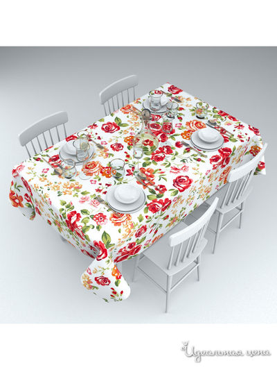 Скатерть "Акварельные розы", 145*220 см Сирень, цвет мультиколор