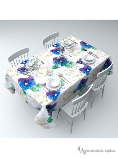 Скатерть "Фиалки и розы", 145*220 см Сирень, цвет мультиколор