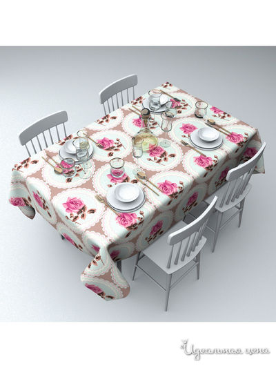 Скатерть "Кружевные розы", 145*120 см Сирень, цвет мультиколор