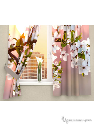 Фотошторы "Цветы в закате солнца", 145*160 см, 2 шт Сирень, цвет мультиколор