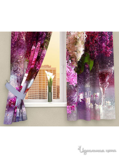 Фотошторы "Сирень после дождя", 145*160 см, 2 шт Сирень, цвет мультиколор