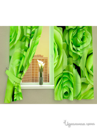 Фотошторы "Зеленые розы", 145*160 см, 2 шт Сирень, цвет зеленый