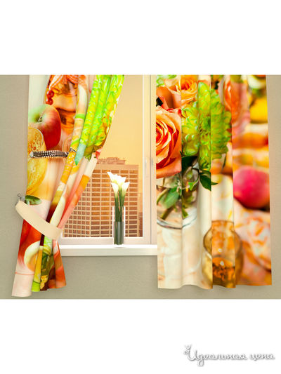 Фотошторы "За завтраком", 145*160 см, 2 шт Сирень, цвет мультиколор