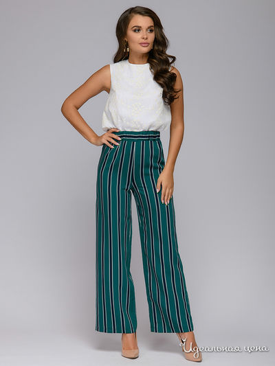 Брюки 1001 DRESS, цвет темно-зеленый