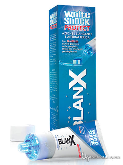 Комплекс для зубов отбеливающий Вайт шок (крышка) White Shock Protect + LED, 50 мл, Blanx