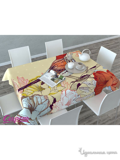 Скатерть "Лесная птичка", 145*120 см Сирень, цвет мультиколор