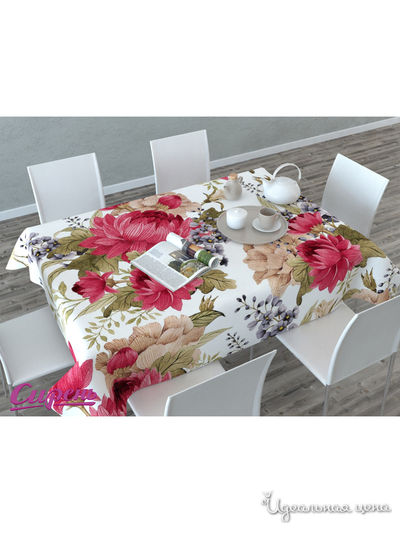 Скатерть "Георгины", 145*120 см Сирень, цвет мультиколор