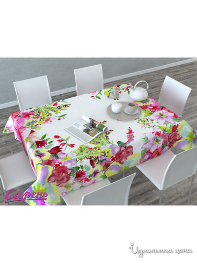 Скатерть "Акварельные цветы", 145*120 см Сирень, цвет мультиколор