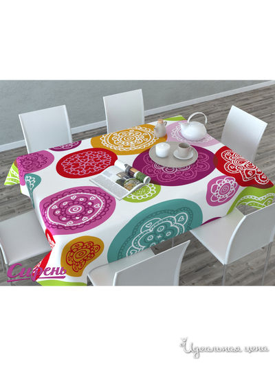 Скатерть "Разноцветные круги", 145*120 см Сирень, цвет мультиколор