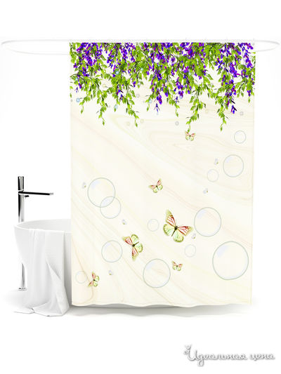 Шторка для ванной, 145*180 см Сирень, цвет мультиколор
