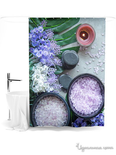 Шторка для ванной, 145*180 см Сирень, цвет мультиколор