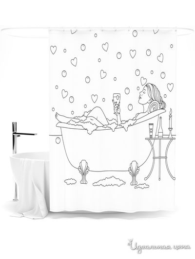 Шторка для ванной, 145*180 см Сирень, цвет мультиколор