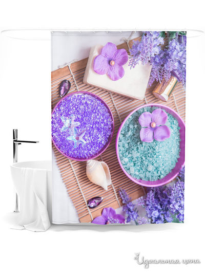 Шторка для ванной, 145*180 см Сирень, цвет мультиколор