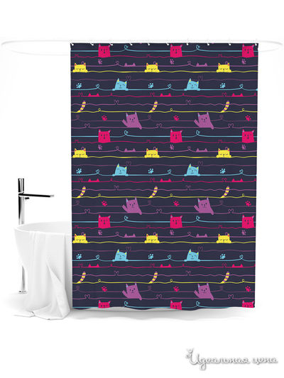 Шторка для ванной, 145*180 см Сирень, цвет мультиколор