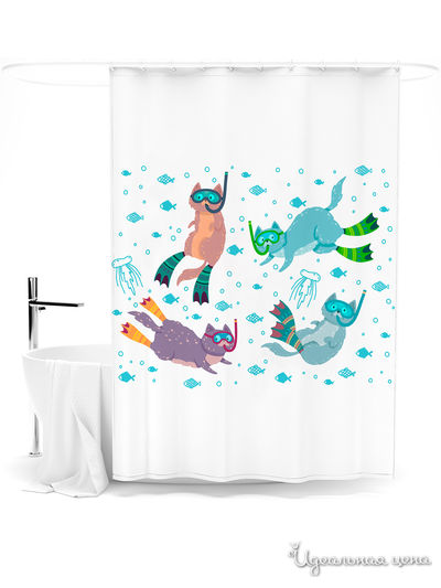 Шторка для ванной, 145*180 см Сирень, цвет мультиколор