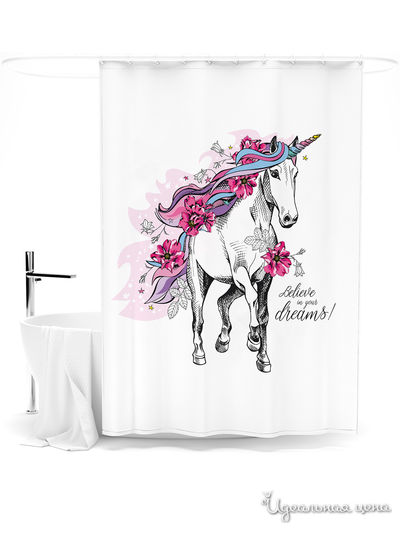 Шторка для ванной, 145*180 см Сирень, цвет мультиколор