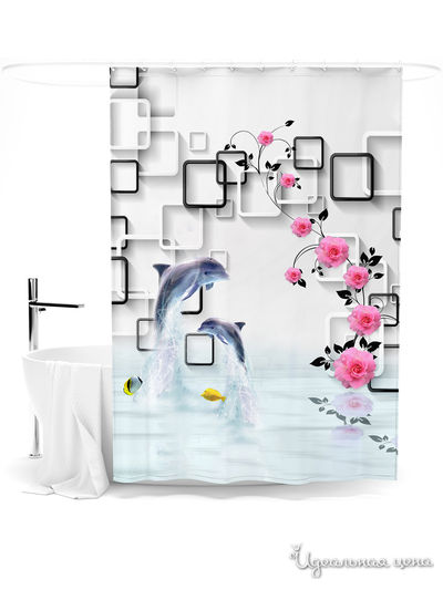Шторка для ванной, 145*180 см Сирень, цвет мультиколор