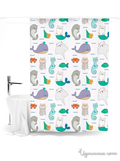 Шторка для ванной, 145*180 см Сирень, цвет мультиколор