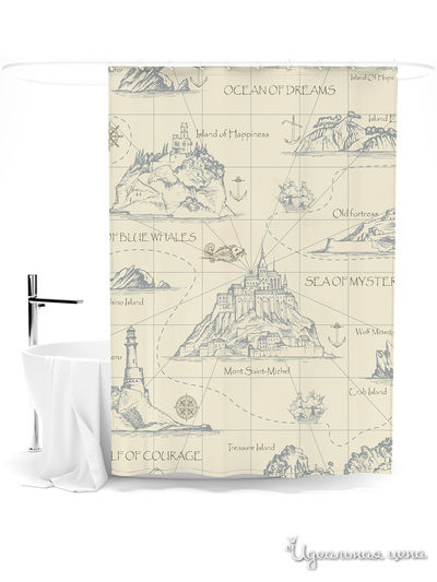 Шторка для ванной, 145*180 см Сирень, цвет мультиколор