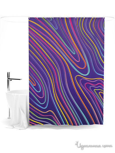 Шторка для ванной, 145*180 см Сирень, цвет мультиколор