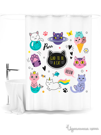 Шторка для ванной, 145*180 см Сирень, цвет мультиколор