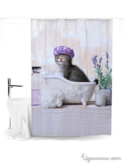 Шторка для ванной, 145*180 см Сирень, цвет мультиколор
