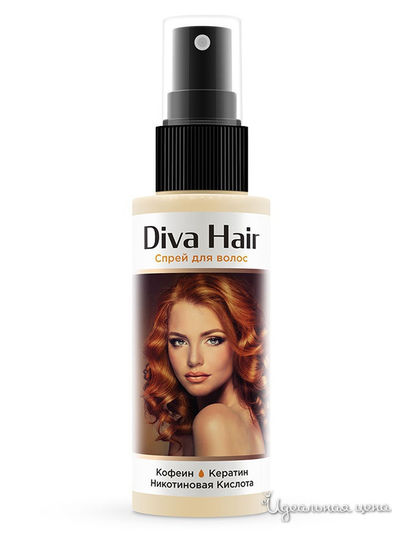 Спрей для укрепления и роста волос с кофеином и никотиновой кислотой, 100 мл, Diva Hair