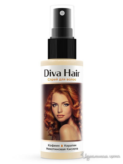 Спрей для укрепления и роста волос с кофеином и никотиновой кислотой, 100 мл, Diva Hair