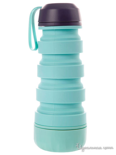 Силиконовая складная бутылка с отсеком для таблеток Bradex, цвет бирюзовый