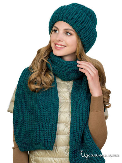 Комплект: шапка, шарф LANDRE, цвет изумрудный