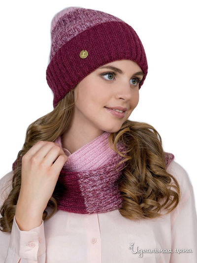 Комплект: шапка, снуд LANDRE, цвет розовый, бордовый