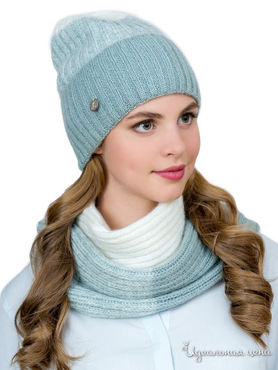 Комплект: шапка, снуд LANDRE, цвет мятный, белый