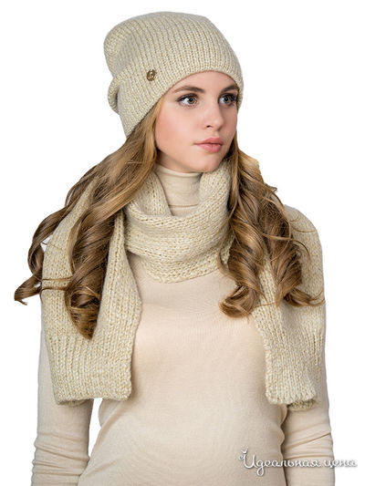 Комплект: шапка, шарф LANDRE, цвет светло-бежевый