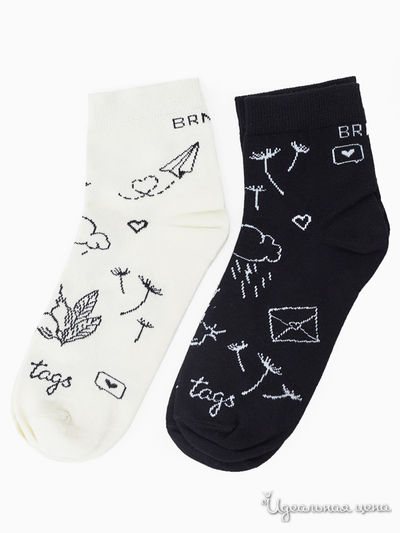 Носки, 2 пары BARMARISKA, цвет черный, экрю