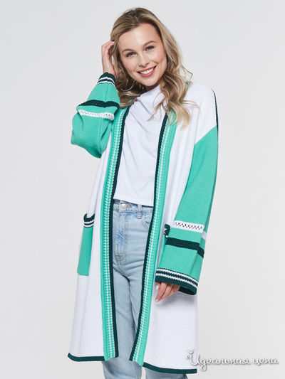 Жакет VAY, цвет изумрудный, белый, зеленый