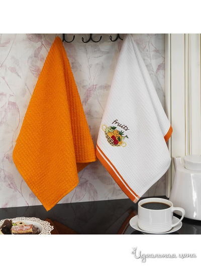 Полотенце кухонное, 40*60 см, 2 шт Maxstyle, цвет кремовый, оранжевый