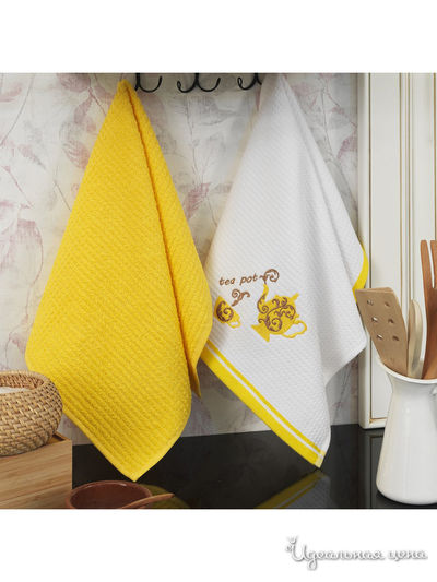 Полотенце кухонное, 40*60 см, 2 шт. Maxstyle, цвет кремовый, лимонный