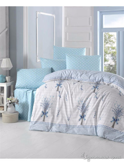 Комплект постельного белья, Семейный VICTORIA, цвет голубой