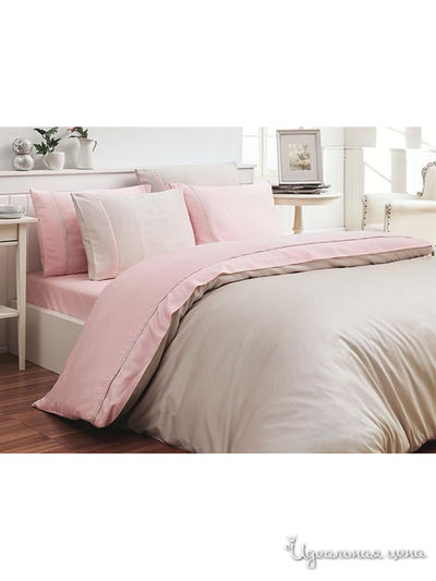 Комплект постельного белья, Евро FIRST CHOICE, цвет розовый, бежевый