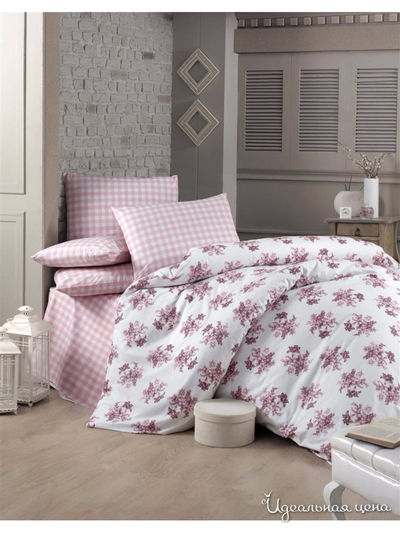 Комплект постельного белья, Семейный VICTORIA, цвет розовый