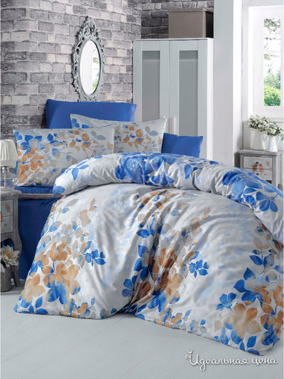 Комплект постельного белья, 1,5-спальный VICTORIA, цвет синий