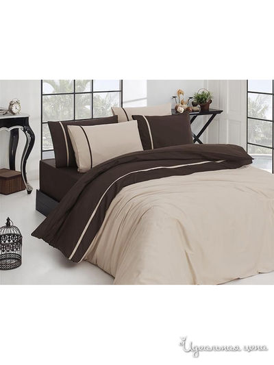 Комплект постельного белья, Евро First Choice, цвет бежевый, коричневый