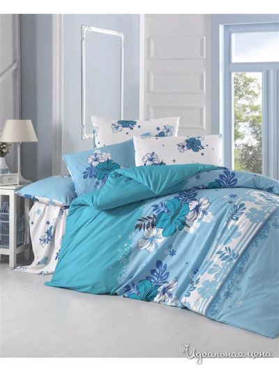 Комплект постельного белья, Семейный VICTORIA, цвет синий