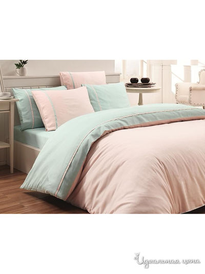 Комплект постельного белья, Евро FIRST CHOICE, цвет розовый, мятный