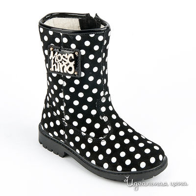 Сапоги Moschino kids, цвет цвет черный / принт горох