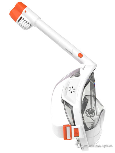 Полнолицевая маска для снорклинга со складной трубкой, L Bradex, цвет белый, оранжевый