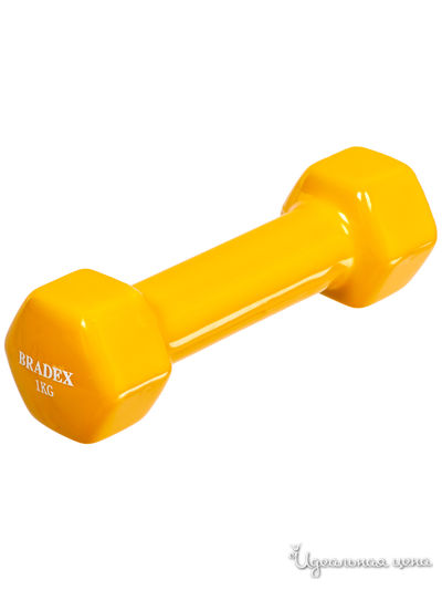 Гантель обрезиненная, 1 кг Bradex, цвет желтый