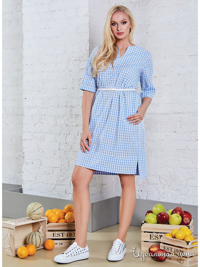 Платье Topdesign, цвет голубой, белый