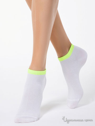 Носки CONTE, цвет белый, салатовый