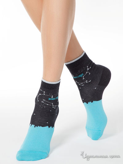Носки CONTE, цвет черный, бирюзовый